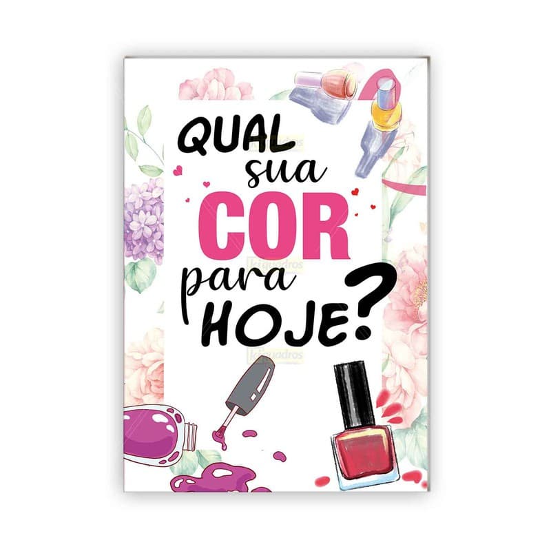 Placa Qual sua cor para hoje Manicure Decorativa 20x29