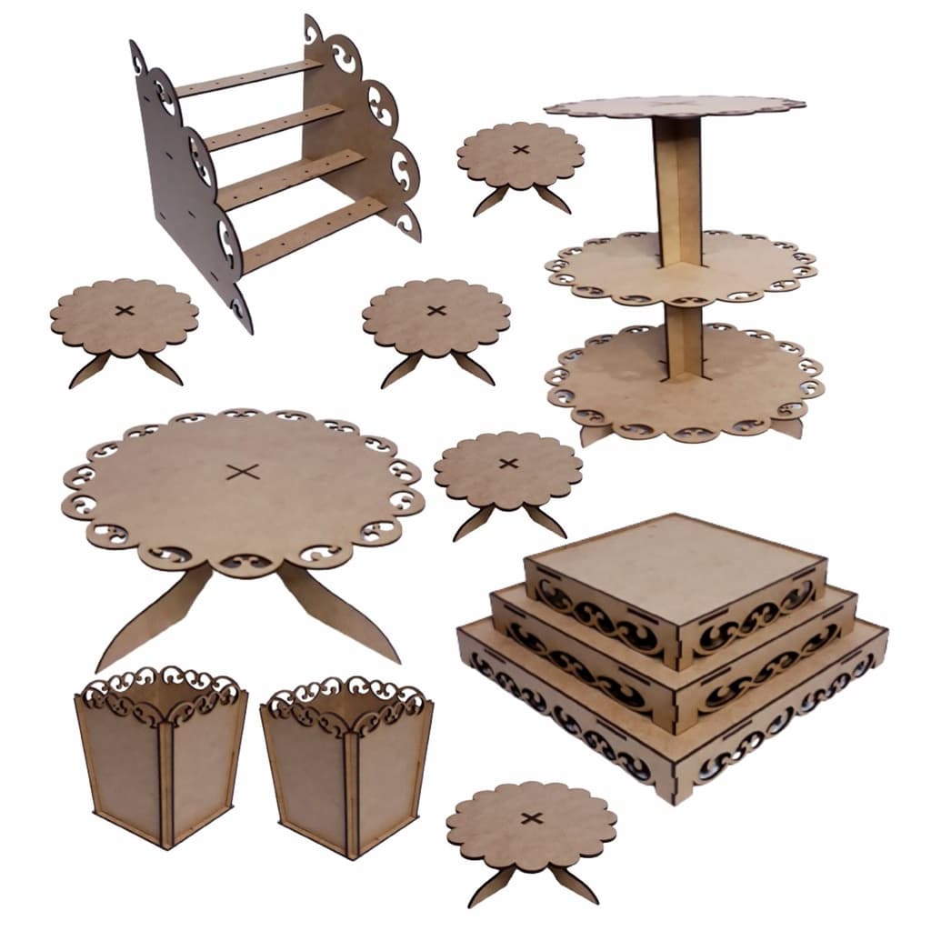 Kit Festa Provençal MDF - Arabesco - Linha Temática 13 peças Decorações Festas