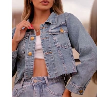 JAQUETA JEANS FEMININA CURTA