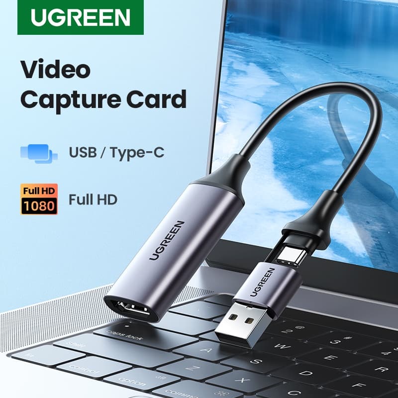 Placa De Captura De Vídeo UGREEN HDMI 4K Para USB/Type-C Caixa Câmera DVD Live Stream Record