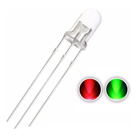 LED  5mm Bicolor 3 Terminais Verde e Vermelho 23.009