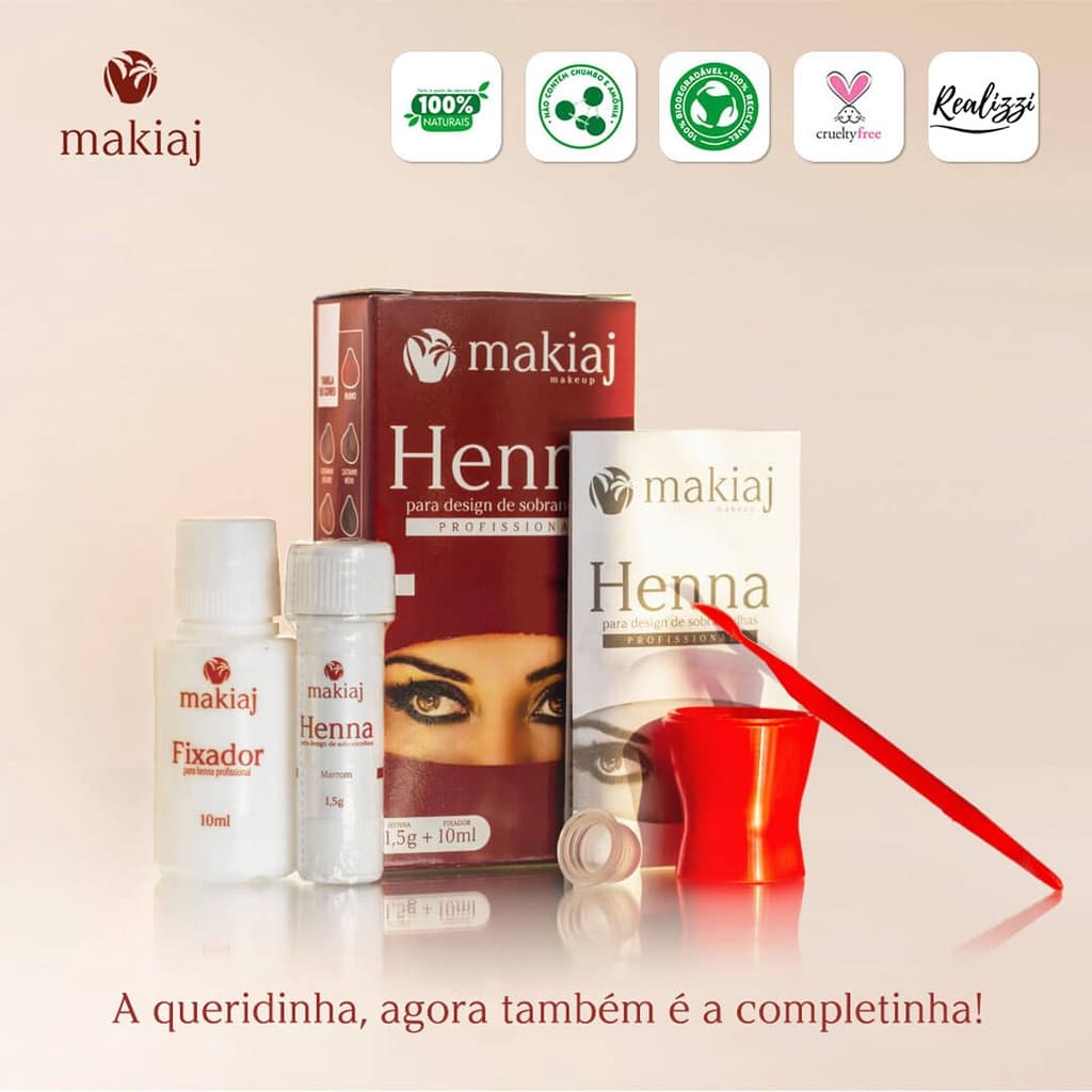 Henna para Design de Sobrancelha Profissional  Makiaj Kit Completo Envio 24hr