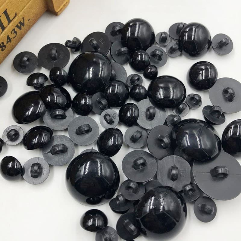 50 Pçs Botões Pretos De Plástico Para Scrapbooking Meia Pérola Haste Olhos De Animais Brinquedos DIY Mão Roupas Costura