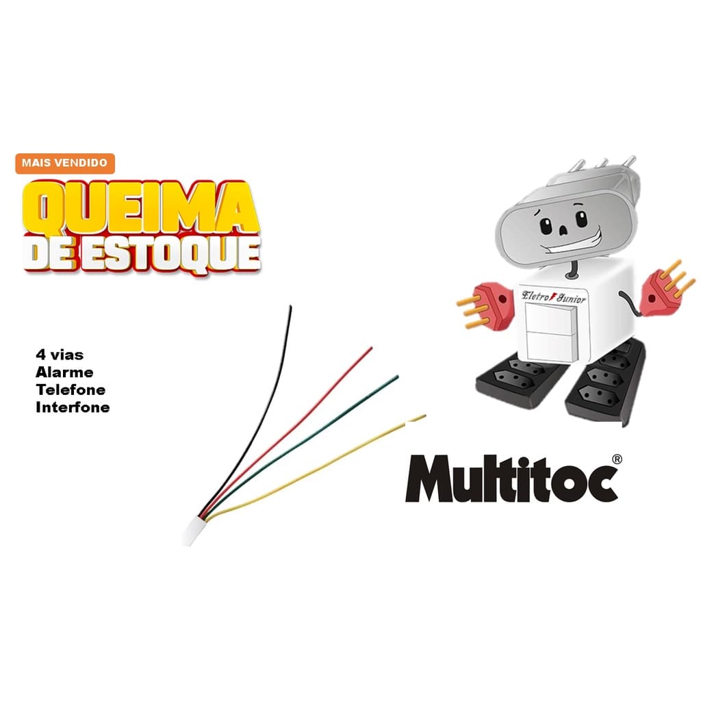 Cabo 4  vias de 50 Metros ou  Interfone - Alarme e telefone