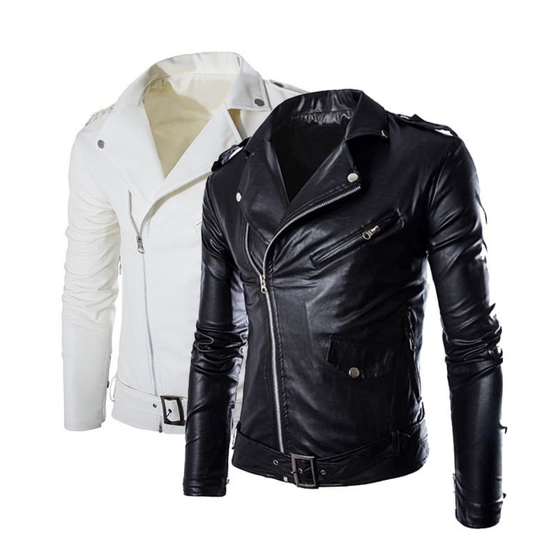 Homens PU Jaquetas De Couro Da Motocicleta Outono Inverno Barra Zipper Lapela Primavera Casual Moto Motociclista Casaco Falso