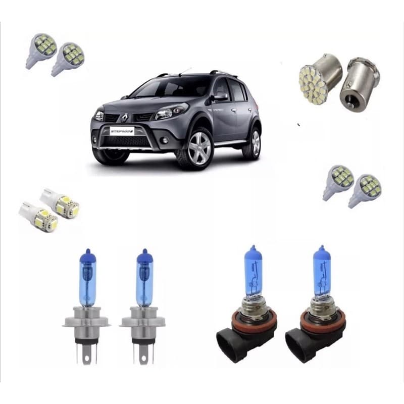 Kit Lampadas Farol Alto Baixo +led Sandero Stepway 2011/2014