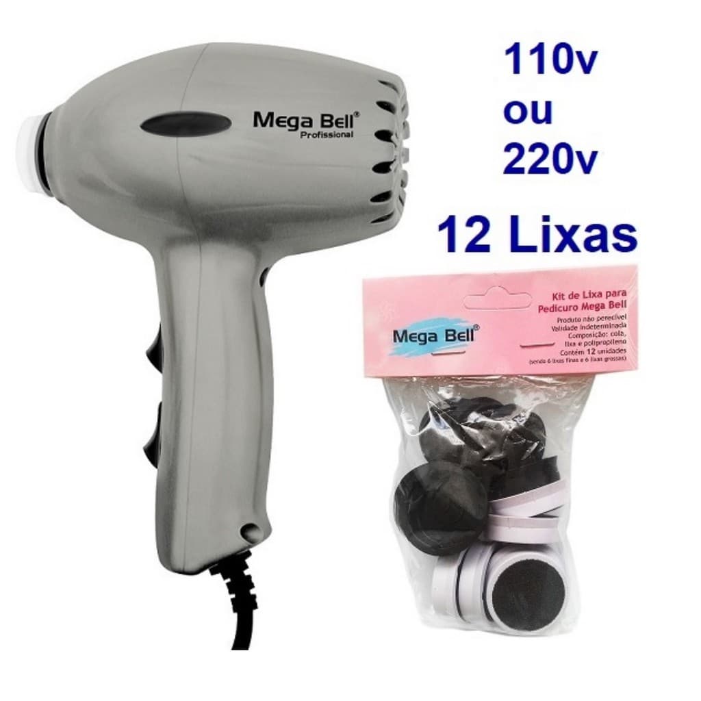 Pedicuro Compact Elétrico Prata Esfoliador Lixa Elétrica Para os Pés + 12 Lixas Descartáveis