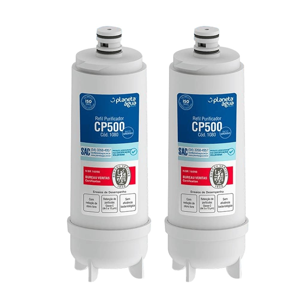 Kit 2 Unidades Refil Filtro Planeta Água 1080 Compatível com Purificador de Água Master Frio CP500 Rótulo Azul