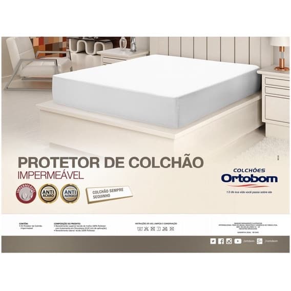 Capa Solteiro Protetora Ortobom Impermeável Antialérgico Colchão