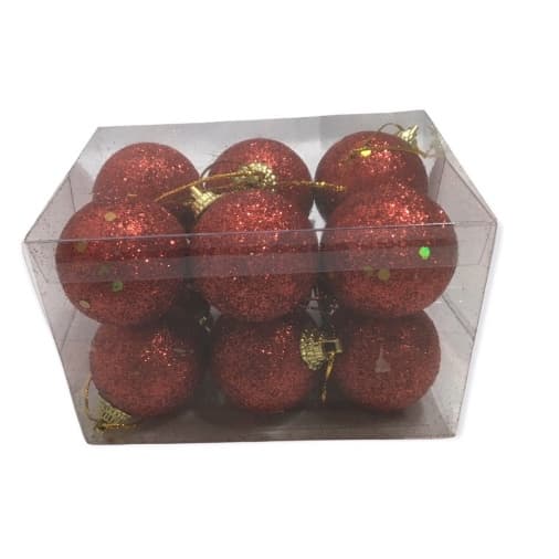 Bola de Natal Vermelha 12 Bolinhas Lindo Enfeite para Arvore de Natal Envio Rapido