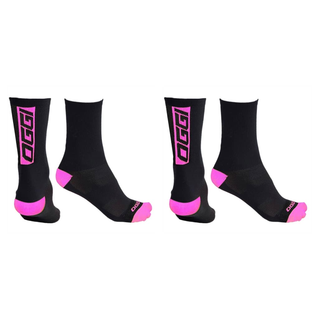 Kit meia de ciclismo oggi bikes preto com rosa 2 unidades promoção