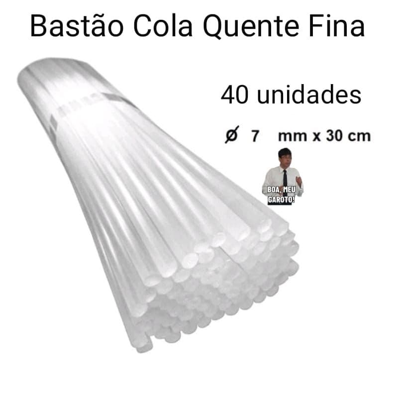 Bastão De Cola Quente Fina 7mm Transparente Atacado Kit 40 Unidades Para Artesanato Escolar