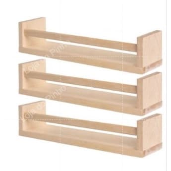 Kit 3 Prateleiras de Pinus Decorativa Organizadora 60x10cm 100% Madeira Com Suportes Invisíveis