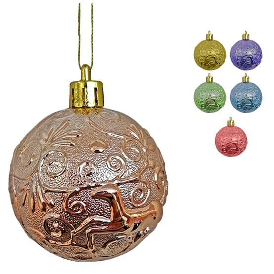BOLA DE NATAL TEXTURA ARABESCOS RENA COLORS COM 6 PECAS 6CM DE Ø
