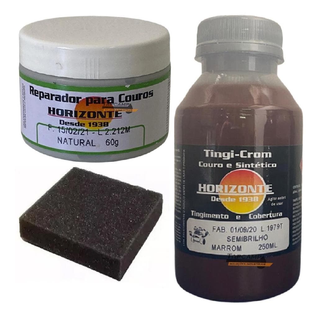 Kit Tinta marrom + Massa Reparadora Bancos Couro Painel Automotivo