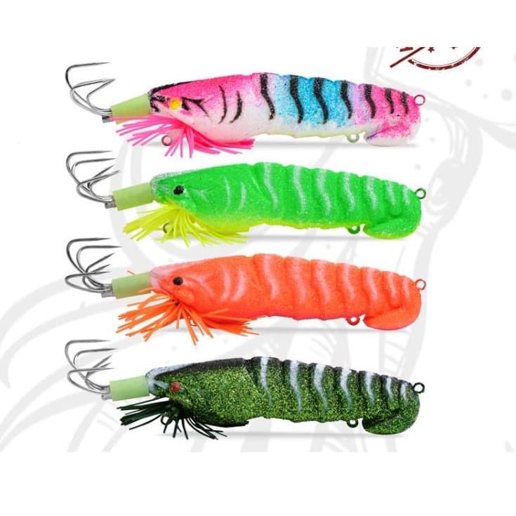 Camarão Gabarito Lula Isca De Silicone Pesca Artificial Brilho No Mar Escuro Enfrentar Spinnerbait 90MM/21g Com Som