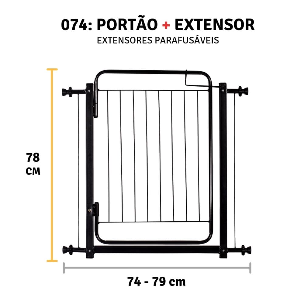 Grade Portão Pet Infantil Grade De Porta Cachorro Criança 74 a 79 cm.