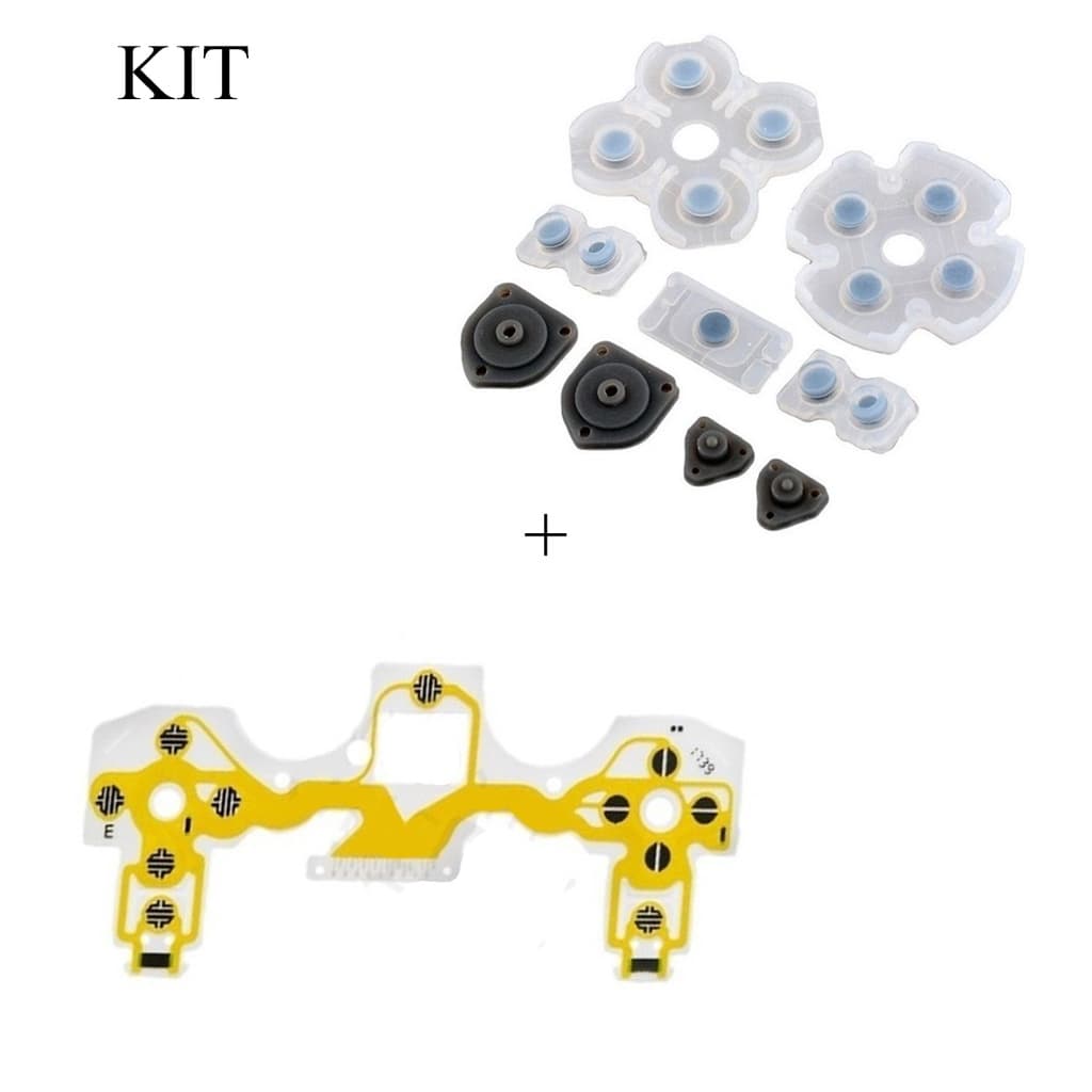 Película Condutiva Controle de PS4 modelo JDM-001 JDM-011(Amarela) + Borracha Condutiva Controle Ps4