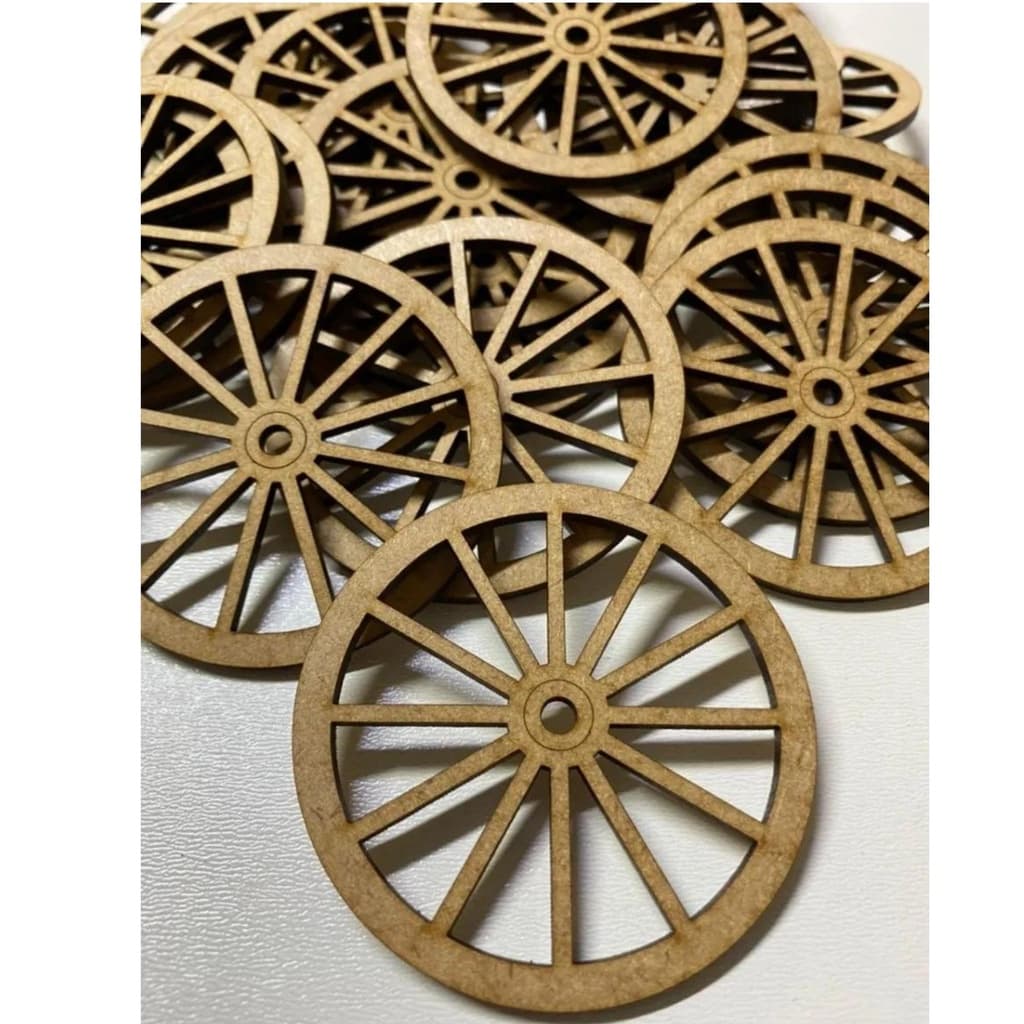 Kit 10 rodas de caroça em 5cm mdf 3mm crú decoração artesanatos