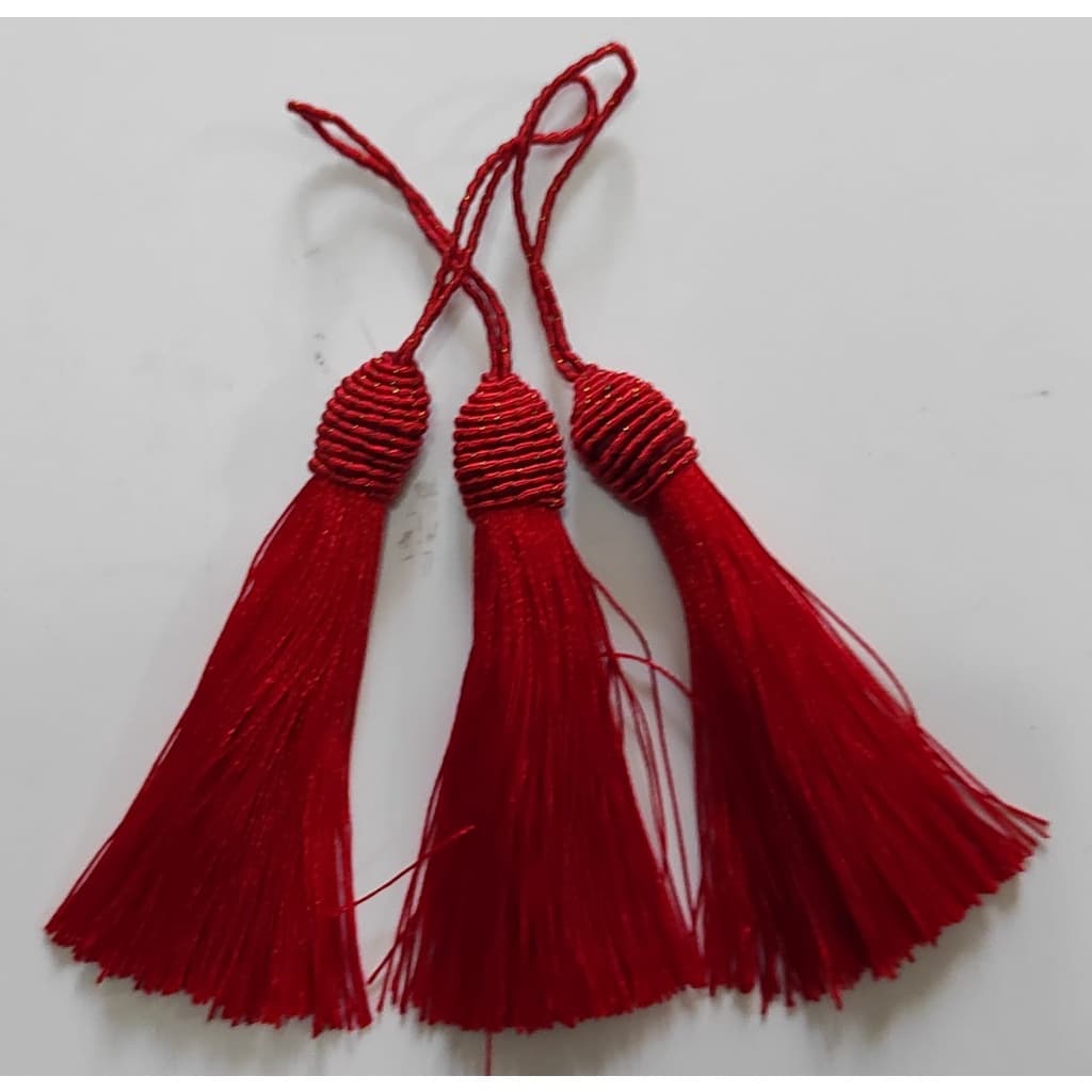 Tassel Vermelho Com 5 Unidades 9cm De Alt X 2cm De Largura - Planeta Das Artes