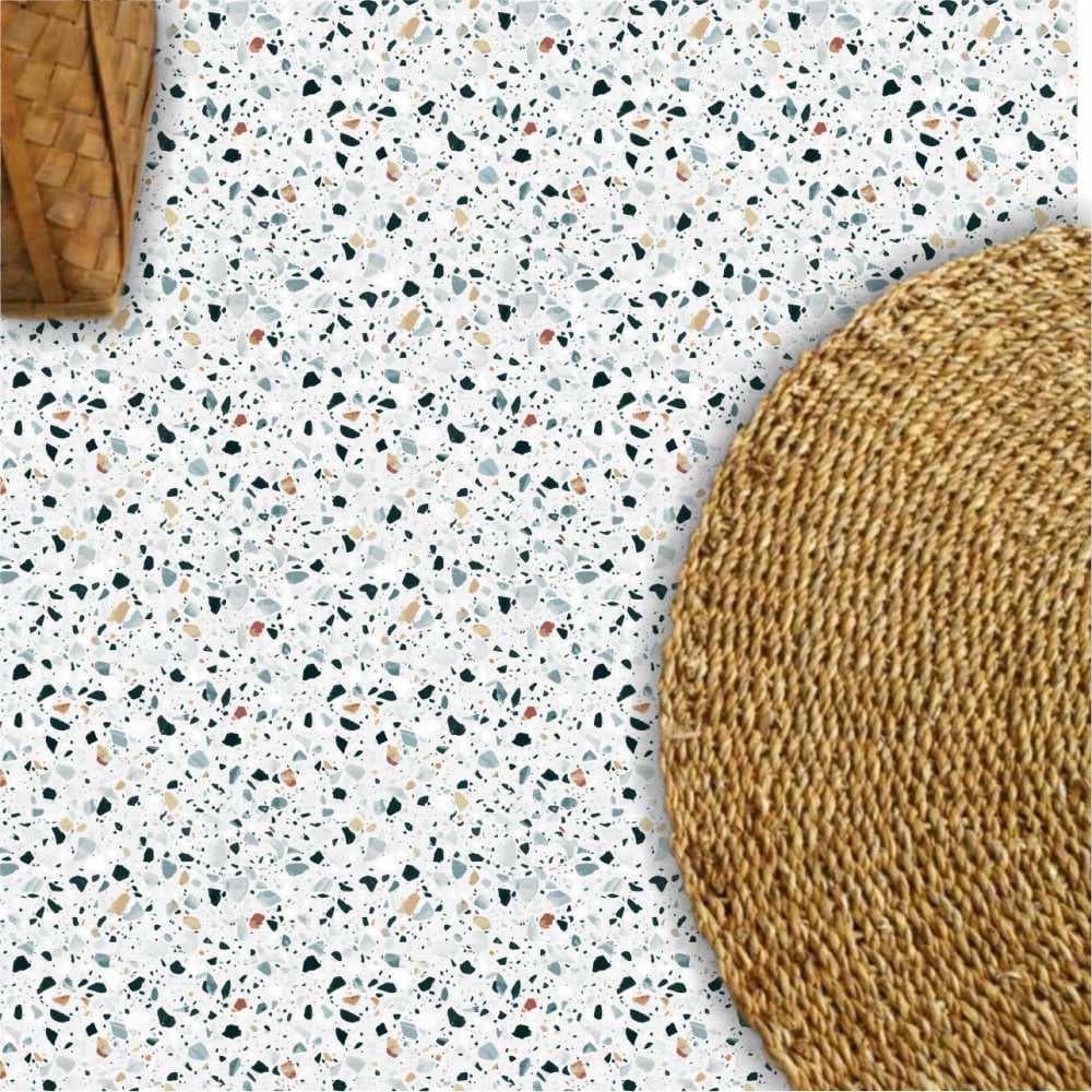Adesivo piso granilito Terrazzo verde vinil lavavel antiderrapante