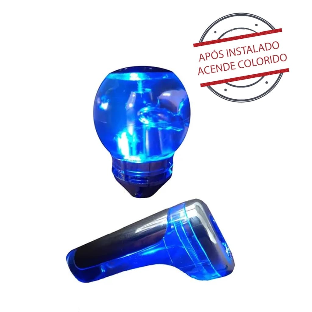 Kit de Manopla Bola De Câmbio E Freio de mão Com Led Azul Universal e para carros com Anel De Ré