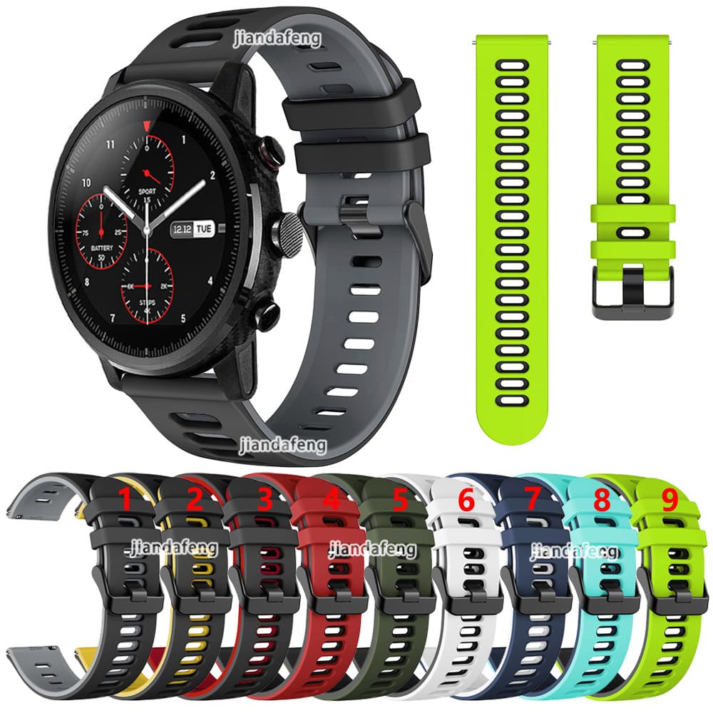 Pulseira Esportiva De Duas Cores De Silicone Para Relógio Huami Amazfit Stratos 2