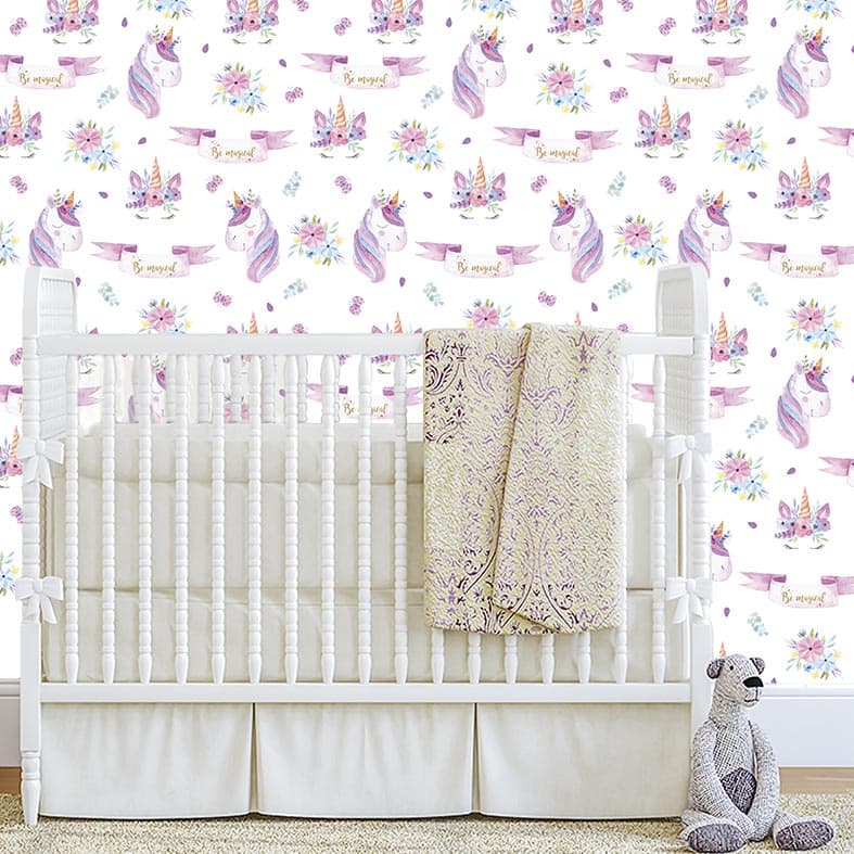Papel de Parede Adesivo Infantil Mundo Mágico Dos Unicórnios 3mx50cm