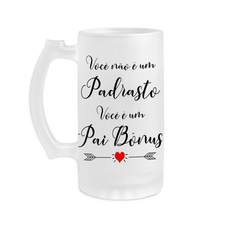 Caneca Chopp Padrasto Personalizada - Caneca de Vidro - Caneca Cerveja - Presente - Aniversário