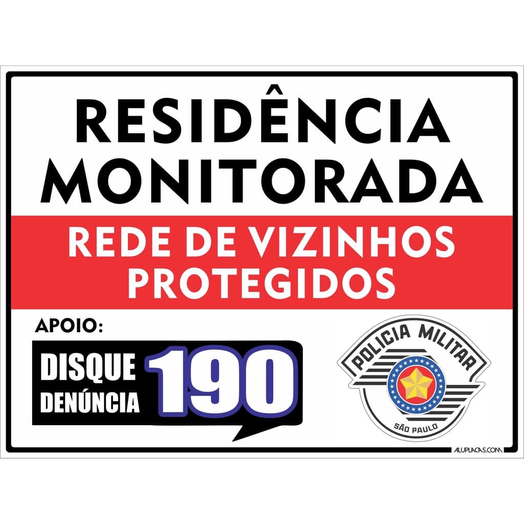 Placa Sinalização Rede de Vizinhos Protegidos 40x30cm