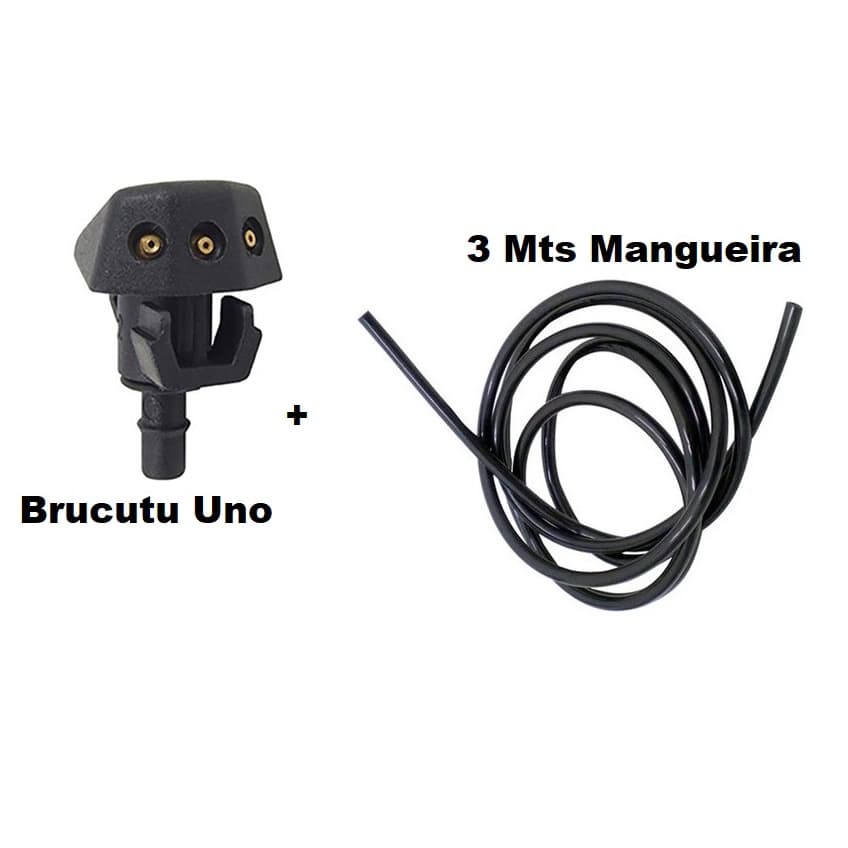 Brucutu Esguicho Bico Ejetor Injetor Água Parabrisa Dianteiro Uno Mille Premio Elba Fiorino + 3 Mts Mangueira
