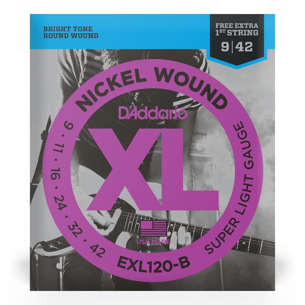 Encordoamento Para Guitarra .009-.042 Com Corda Extra PL009 D'Addario XL Nickel Wound EXL120-B