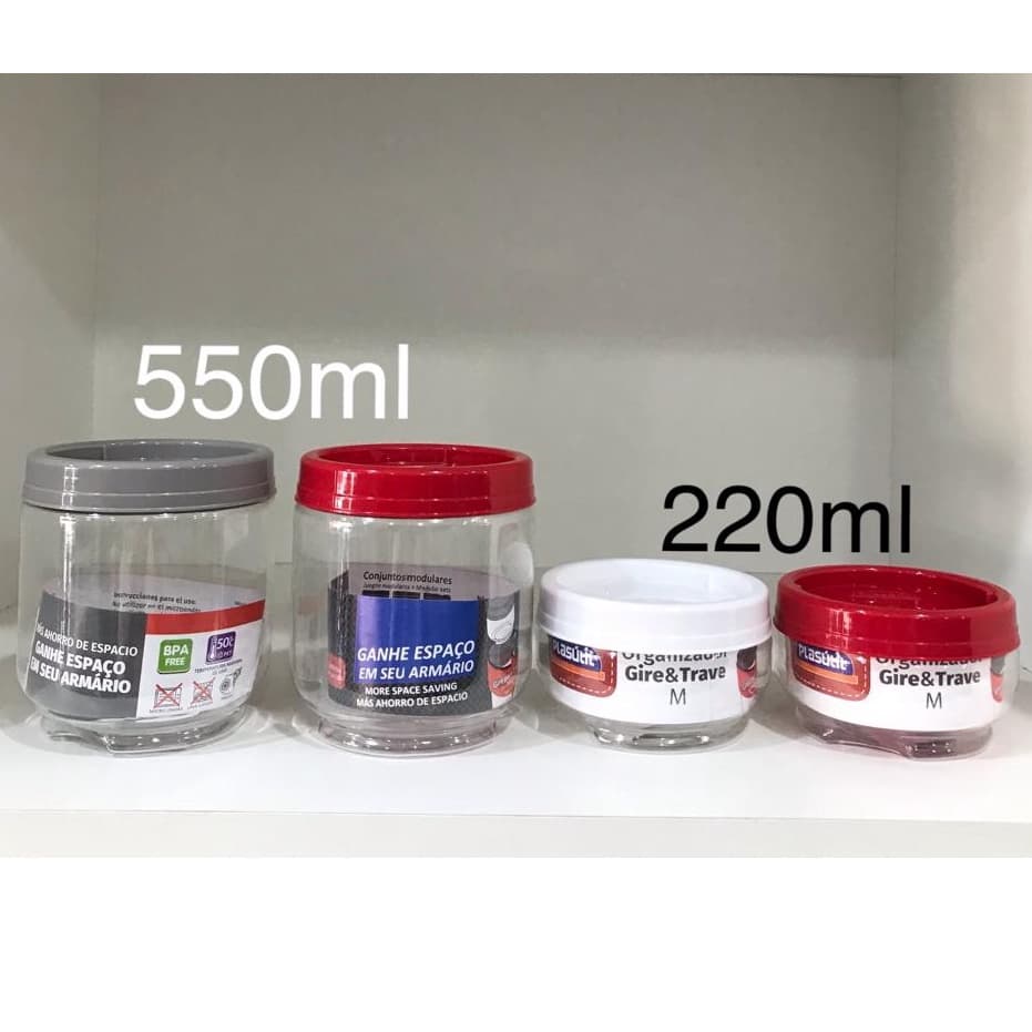 Kit 2 potes organizador gire e trave 220ml/550ml - Plasútil