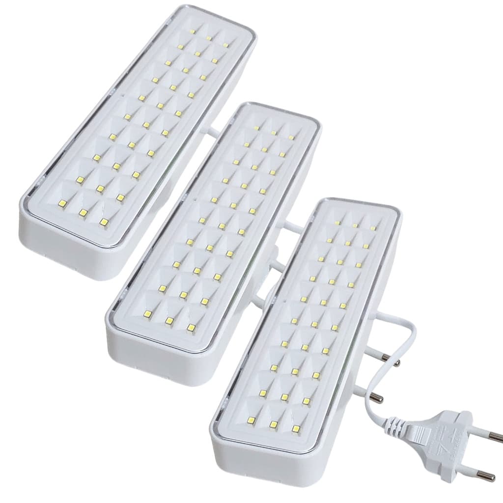 3 Luminária de Emergência Bivolt Para Loja Salão Parede Teto