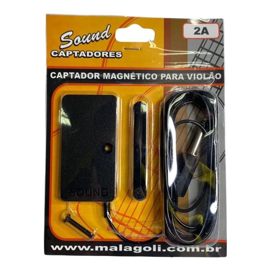 Captador Magnético Sound Malagoli 2A com Cabo P10 de 3 m para Instrumentos de Aço