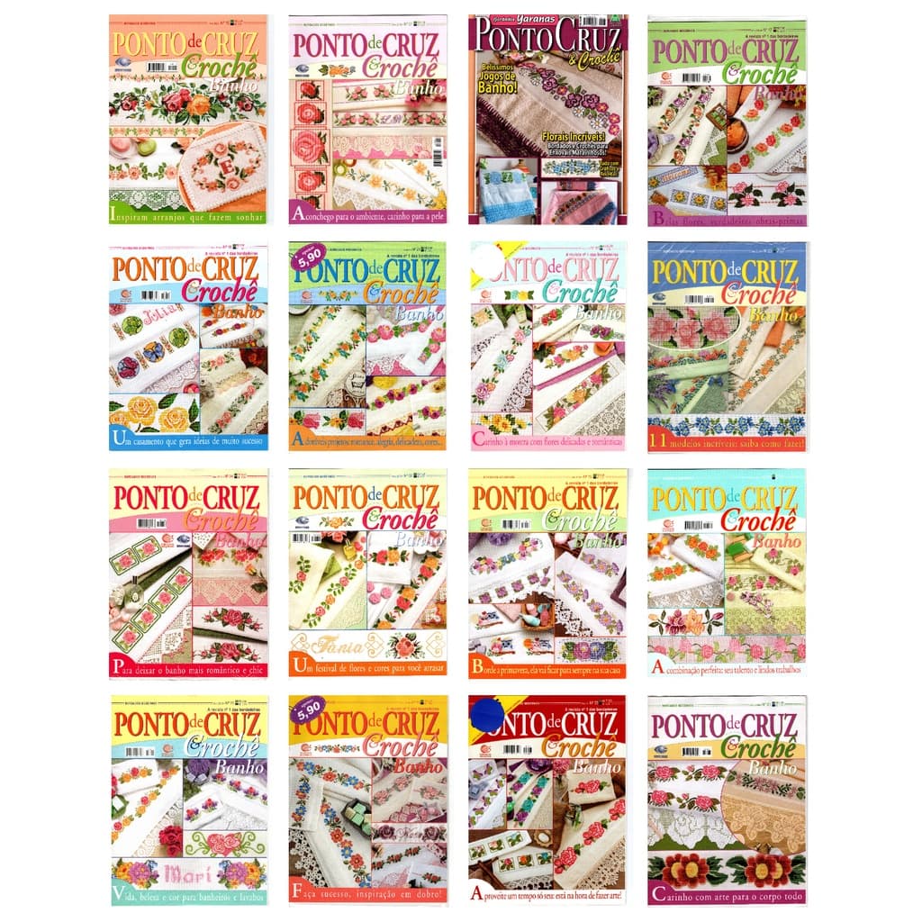 3 Revistas Ponto De Cruz & Crochê Banho Ed. Central Lote 1