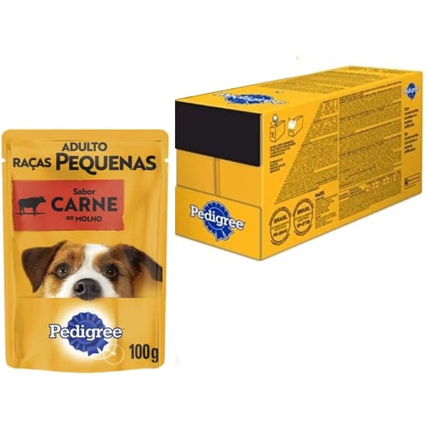 Caixa 18un Pedigree Sache Raças Pequenas Adulto Carne 100g