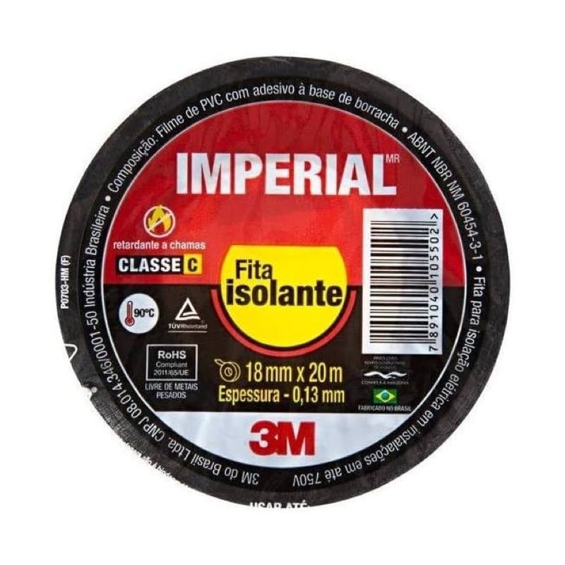 Kit 03 Fita isolante 18mm x  20 metros imperial 3M