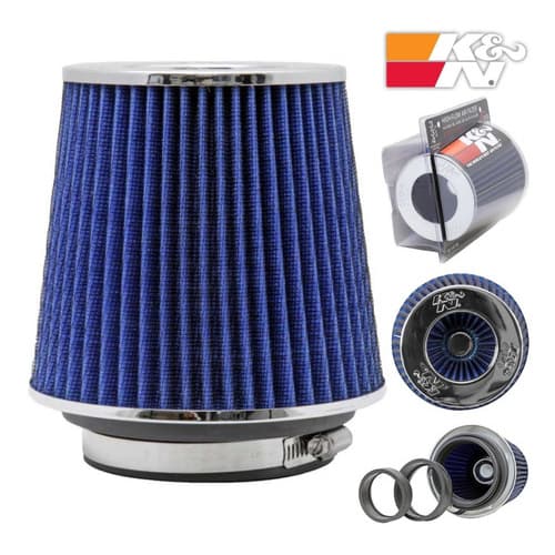 Filtro De Ar Esportivo Conico Original K&n Universal RG1001BL Azul Kn + Adesivo