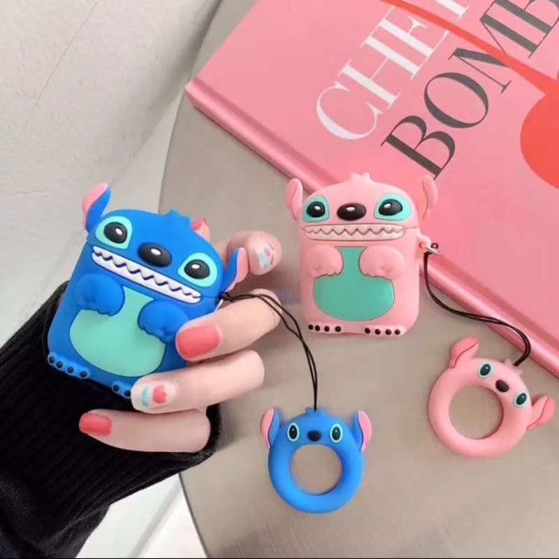 Capa Stity azul e rosa para case airpods 1 e 2, i12 e Inpods 12