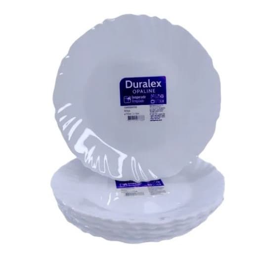 Jogo 06 Pratos Sobremesa Branco Duralex Opaline Vidro Pétala