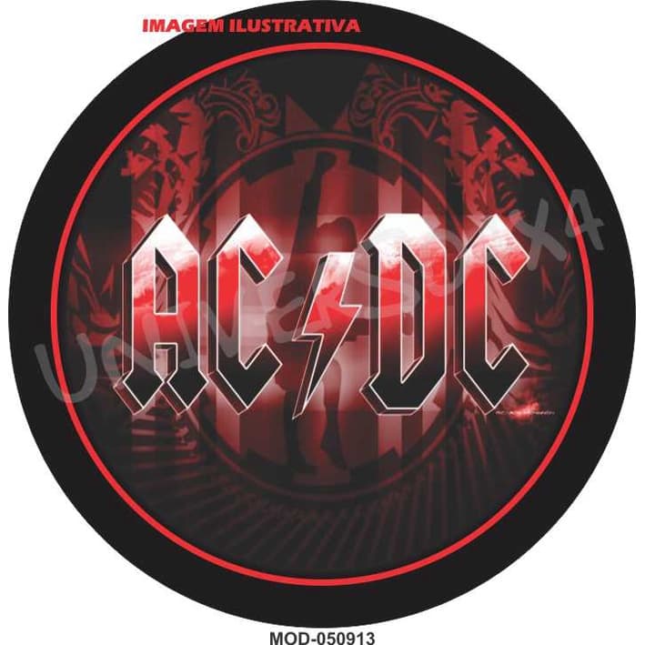 Capa Estepe Personalizada Ecosport Aircross Crossfox ACDC Banda Rock Guitarra M05091 Pajero Tr4 Jeep
