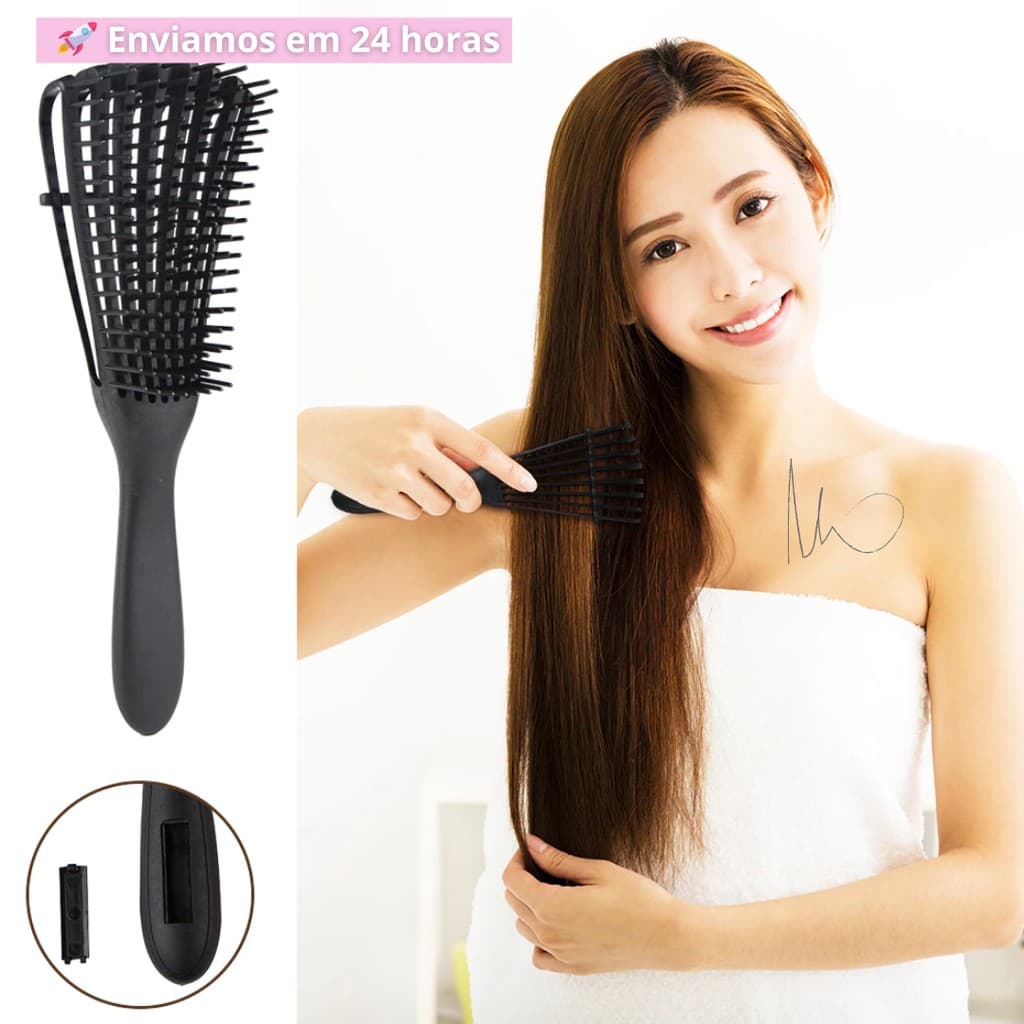 Massagem detangling escova de cabelo escalpe massagem pente para fios encaracolado molhado feminino - Promoção