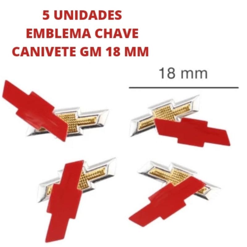 5 Emblemas Logo Adesivo Chave Canivete Gm em alumínio
