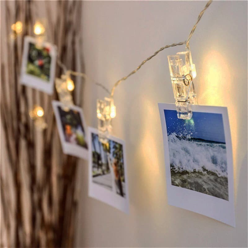 Varal De Led Para 10 Fotos Cordão De Led Pregador Branco Quente Pilha