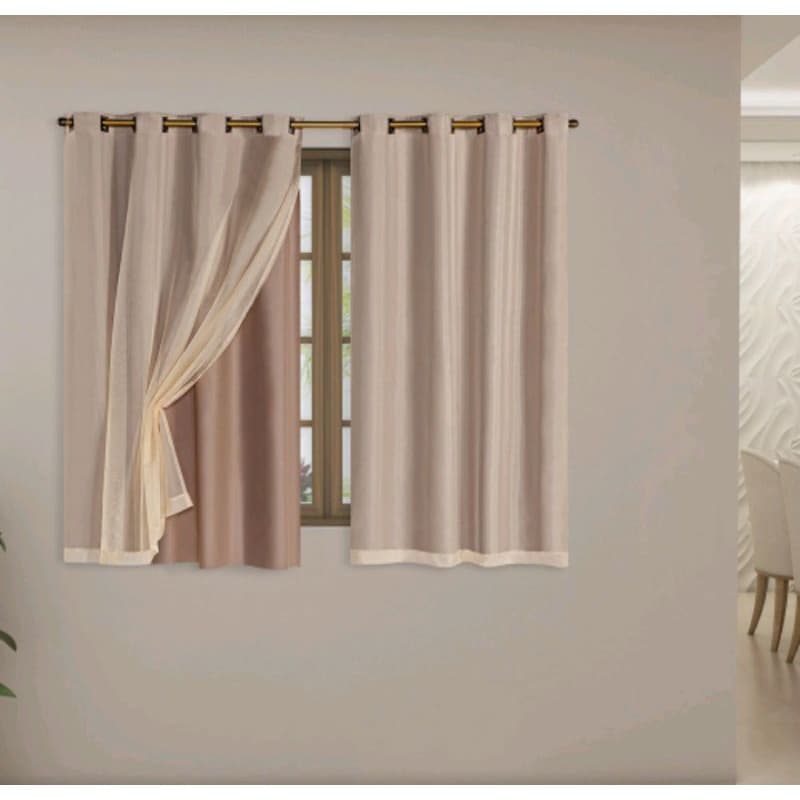 Cortina Blackout Blecaute Com Voil liso 2,80 Larg x 1,70 de Alt P/ Sala ou Quarto