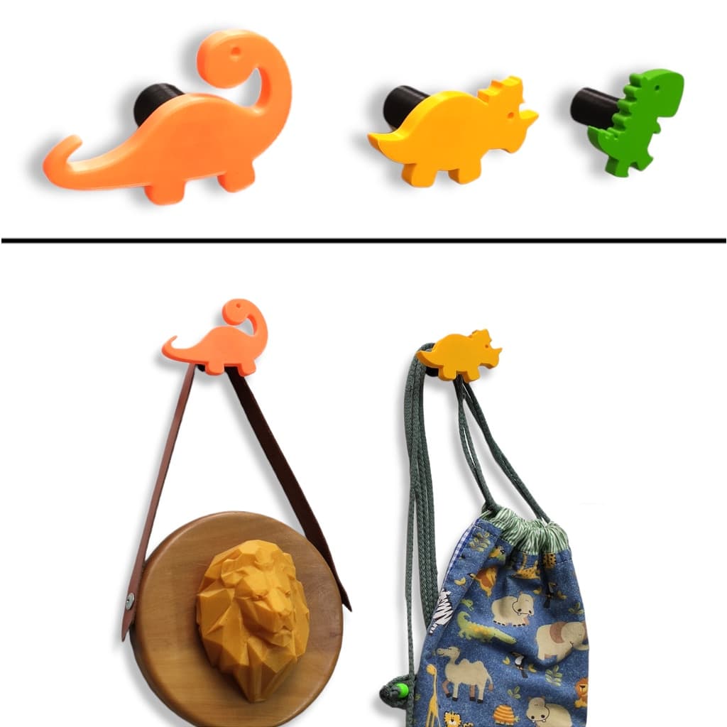 Gancho cabideiro Pendurador Kit 3 Infantil  Dinossauro