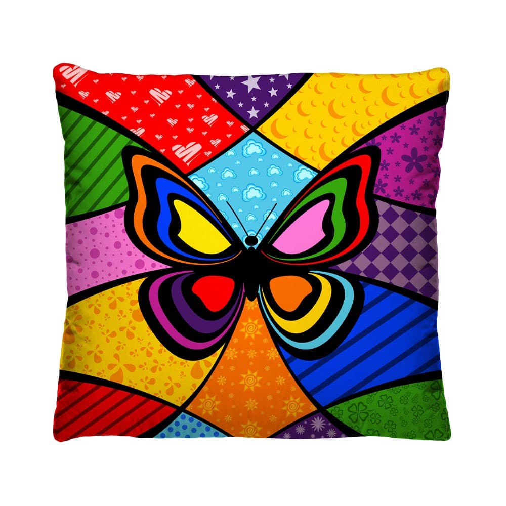 Capa de Almofada 40x40 Borboleta Romero Brito