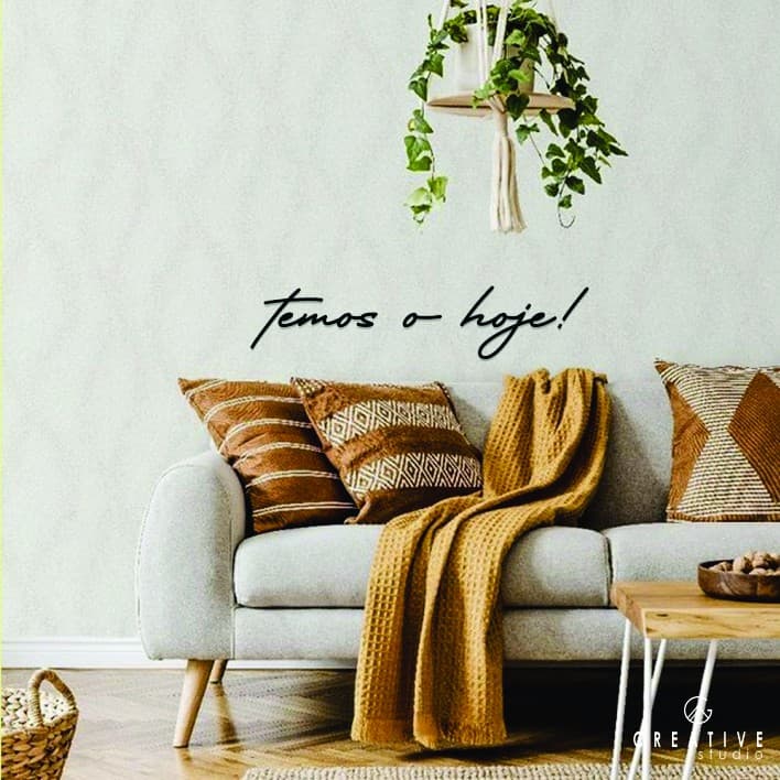 Frase decorativa de Parede Temos o hoje! motivacional . Aplique de Parede Decoração Preto Casa Sala Quarto Cabeceira MDF