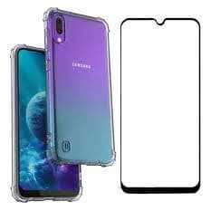 2X1 Samsung Galaxy A10 - Película Frontal Ceramica 3D + Capa Anti Impacto Transparente TPU Silicone